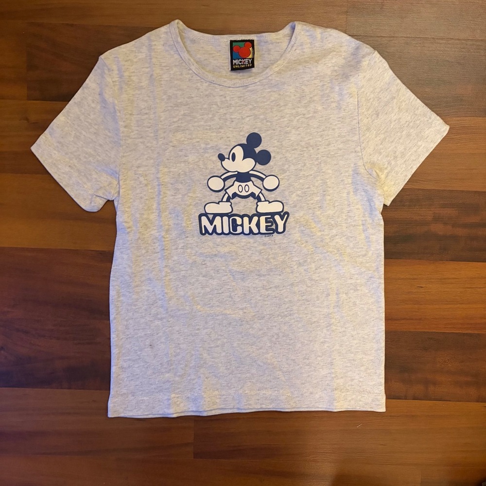 Vintage Mickey Unlimited Jerry Leigh T-Shirt Youth‎ Medium Gray Made in USA 90s